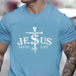 Tell the World that “Jesus Saved Your Life”. Well Made Soft Fitted Poly SS Tee